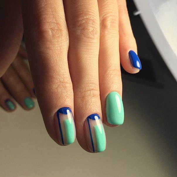 Зелений і синій мінімалізм з геометричними лініями