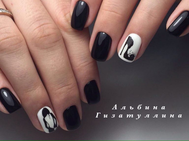 Елегантний чорно-білий абстрактний мінімалізм на овальних нігтях