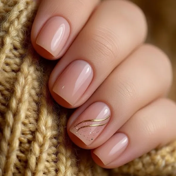 Бежевий манікюр з золотом: овальні нігті, мінімалізм та блиск
