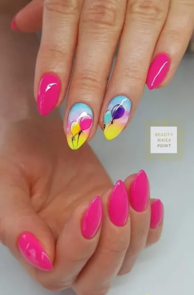 Магія кольорів: Рожево-жовтий абстрактний максималізм на мигдалі